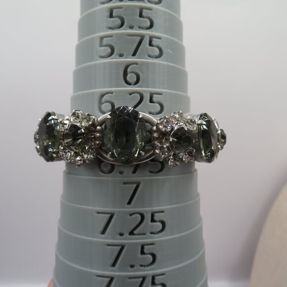 Juliana D&E Oval Black Glass and Black. And Clear Chatons Silver Tone Bracelet - Picture 8 of 15